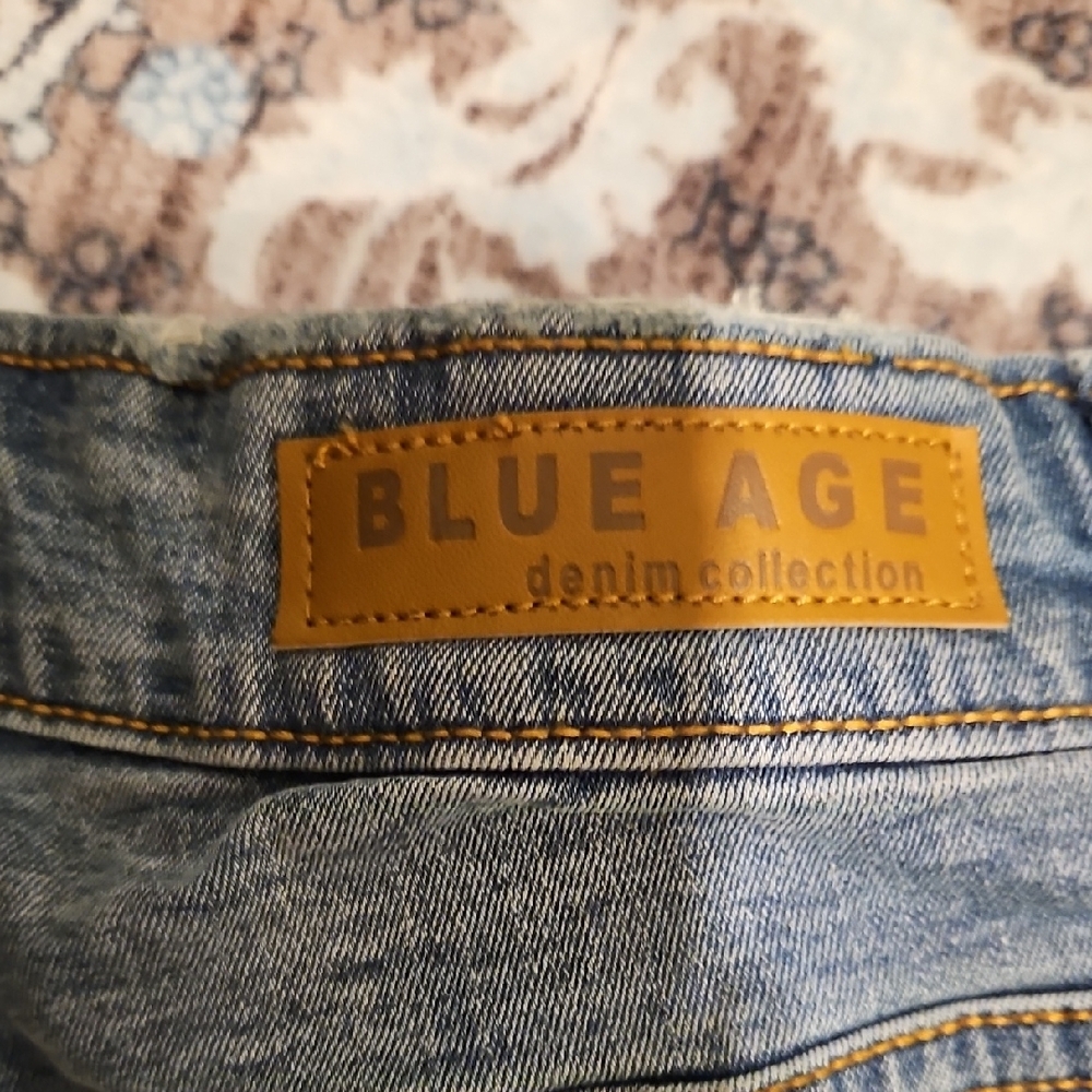 Blue Distressed Jean Shorts - Picture 4 of 7